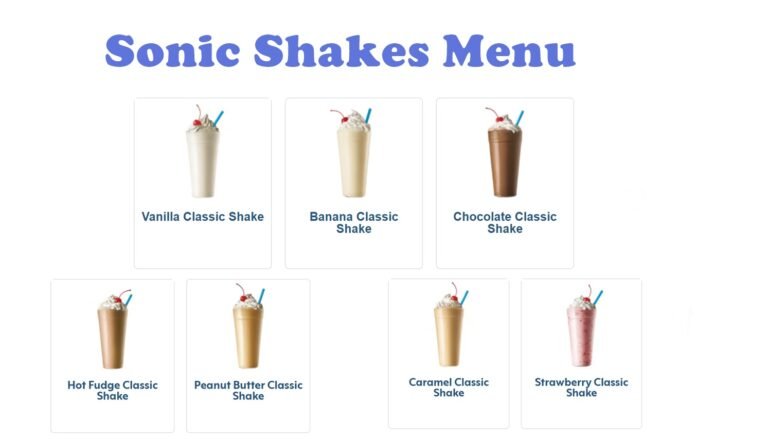 Sonic Shakes Menu